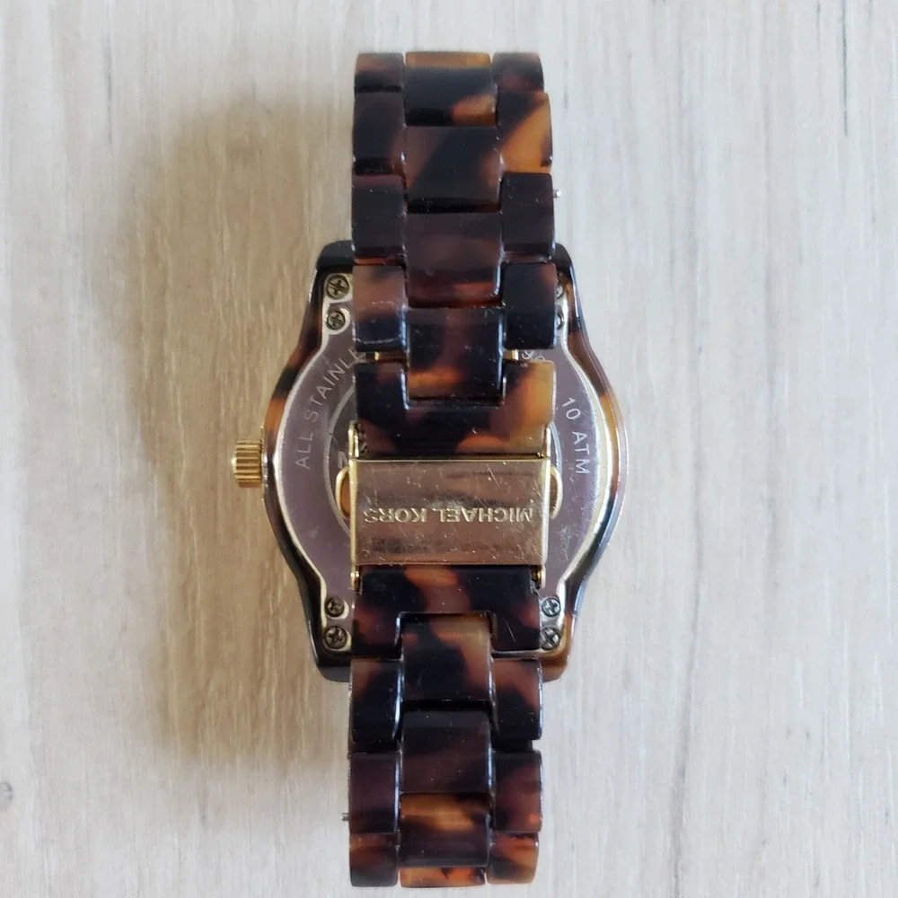 Michael Kors Watch Jet Set Tortoise Shell Ladies Brown Jewelry Swarovski Crystal